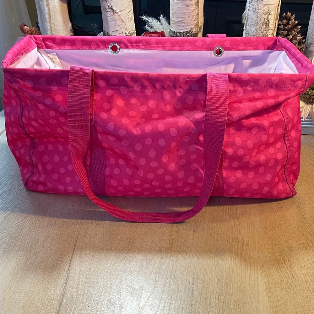 Thirty-One Vibrant Pink Polka Dot Tote